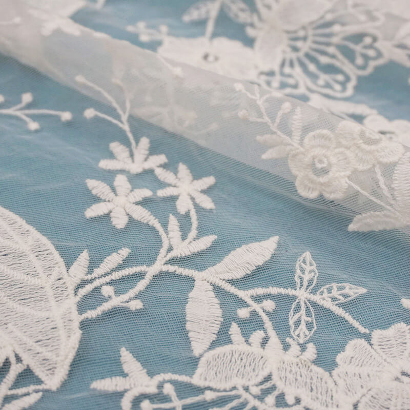 Embroidered Lace Embroidered Fabric All-Over Embroidery for Women's We 4